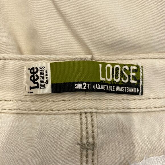 Lee Cargo Shorts Youth 16 Reg Loose Khaki Tan Adjustable Waist Belt Pockets NEW - Picture 2 of 14